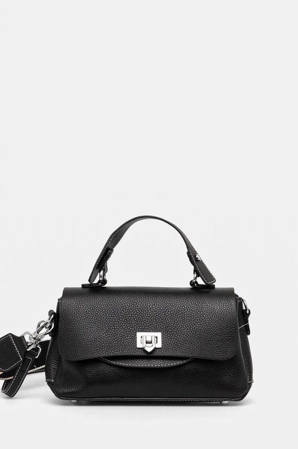 Answear Lab Usnjena torbica Answear Lab črna barva