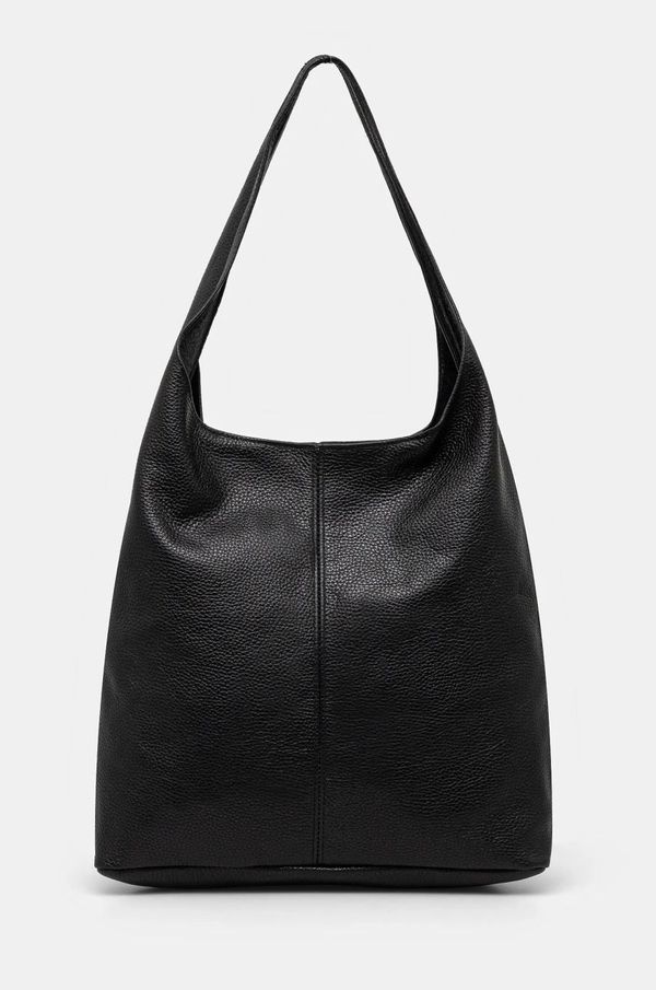 Answear Lab Usnjena torbica Answear Lab črna barva