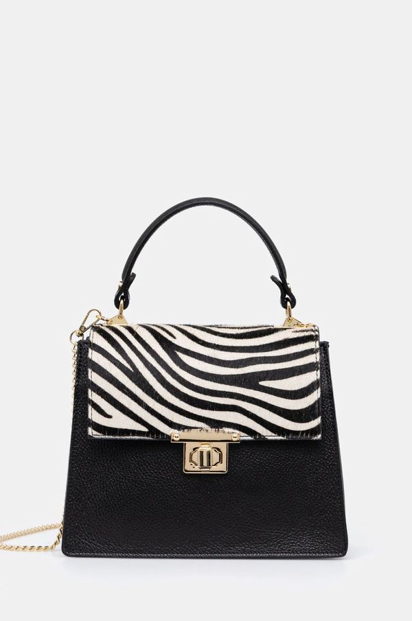 Answear Lab Usnjena torbica Answear Lab črna barva