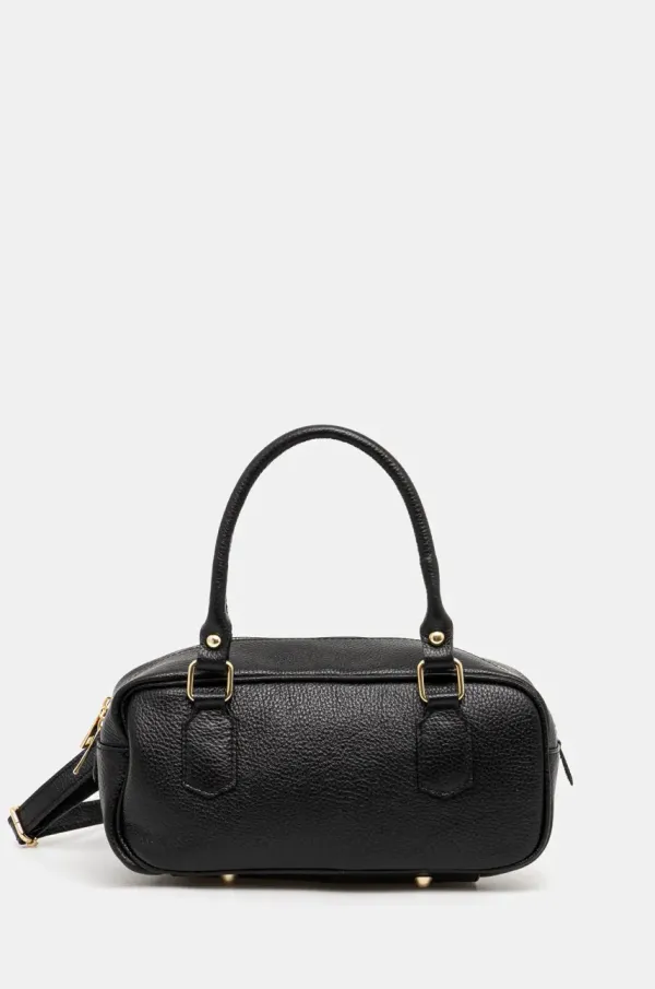 Answear Lab Usnjena torbica Answear Lab črna barva