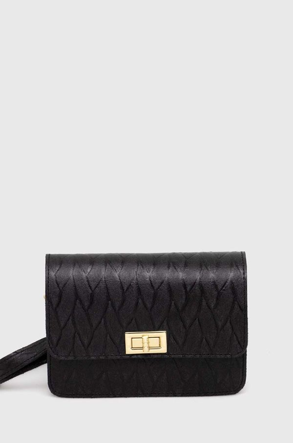 Answear Lab Usnjena torbica Answear Lab črna barva