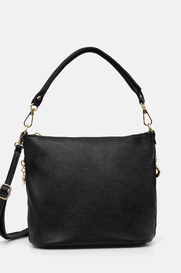 Answear Lab Usnjena torbica Answear Lab črna barva