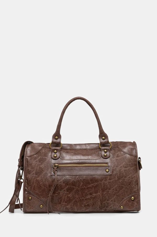 Answear Lab Usnjena torbica Answear Lab rjava barva