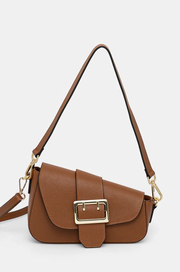 Answear Lab Usnjena torbica Answear Lab rjava barva