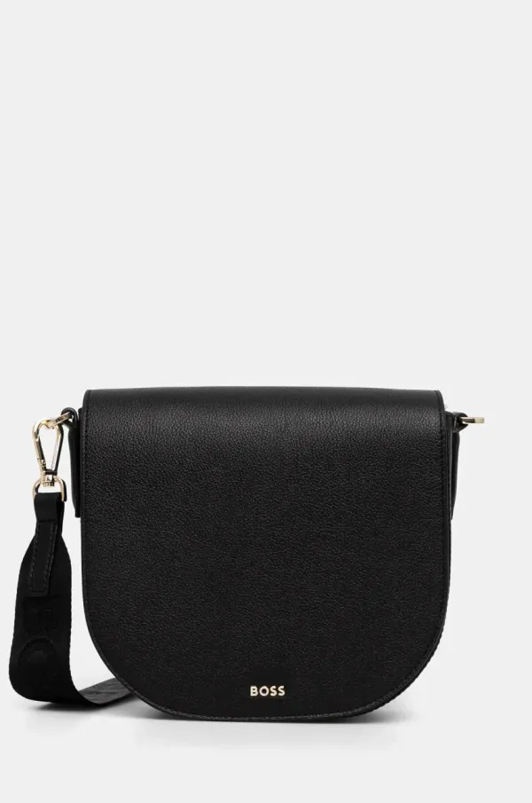 BOSS Usnjena torbica BOSS črna barva, 50535965