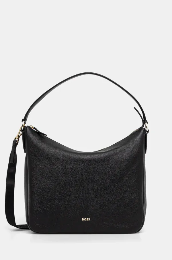 BOSS Usnjena torbica BOSS črna barva, 50535984