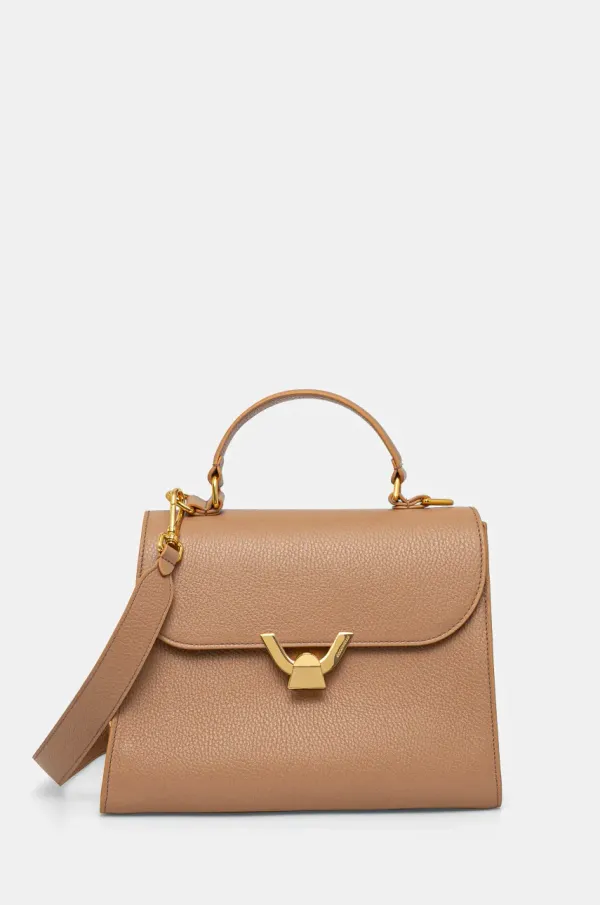 Coccinelle Usnjena torbica Coccinelle COCCINELLEDEW bež barva, E1 QTF 18 02 01