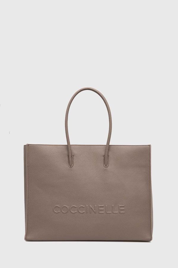 Coccinelle Usnjena torbica Coccinelle COCCINELLEMYRTHA MAXI LOG bež barva, E1 QBB 18 01 01