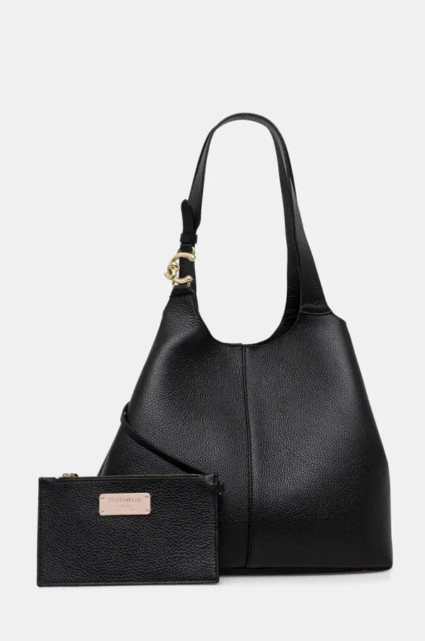 Coccinelle Usnjena torbica Coccinelle črna barva, E1 SHA 11 01 01