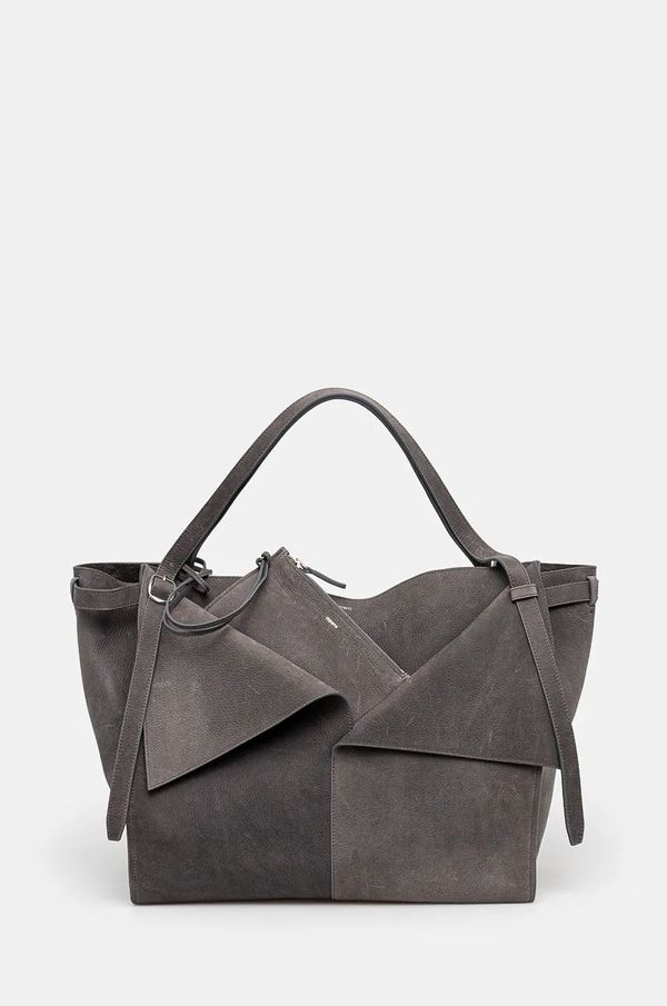 coperni Usnjena torbica Coperni Belt Cabas Bag siva barva, COPBA74F6001