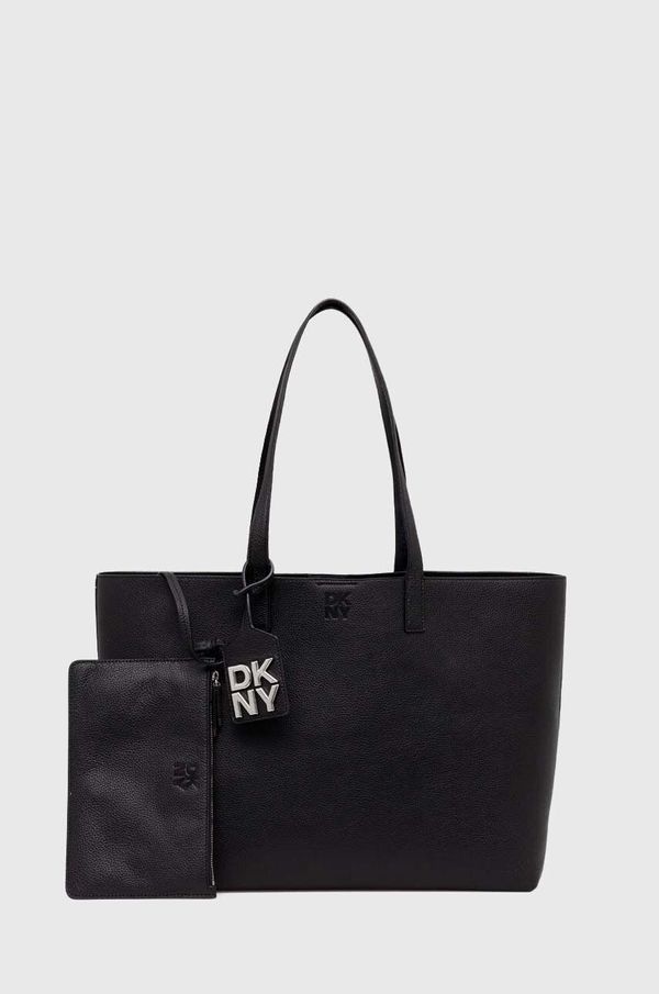 DKNY Usnjena torbica Dkny črna barva