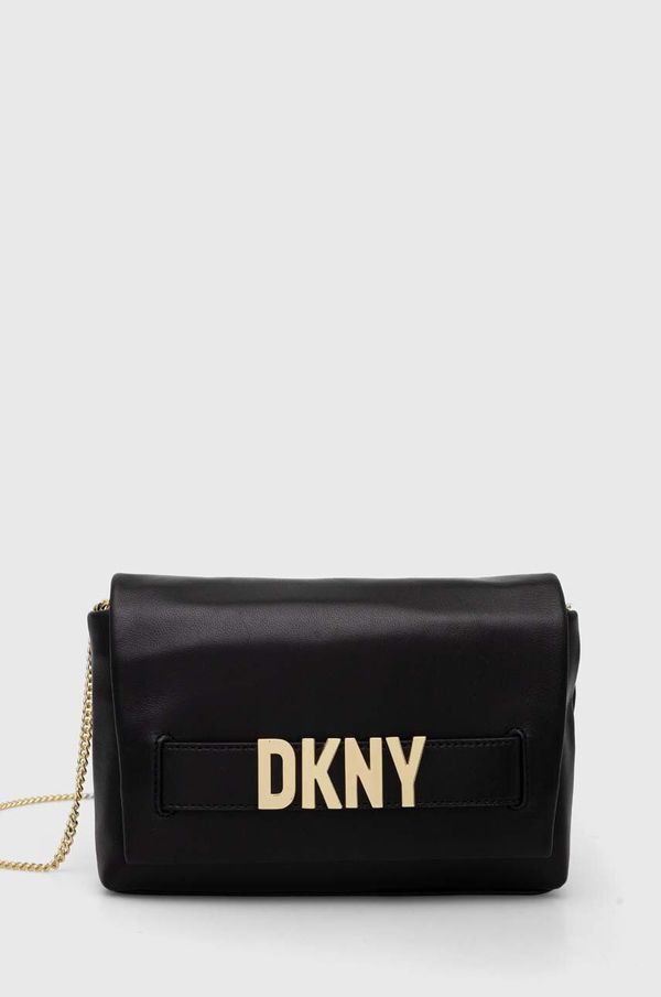 DKNY Usnjena torbica Dkny črna barva