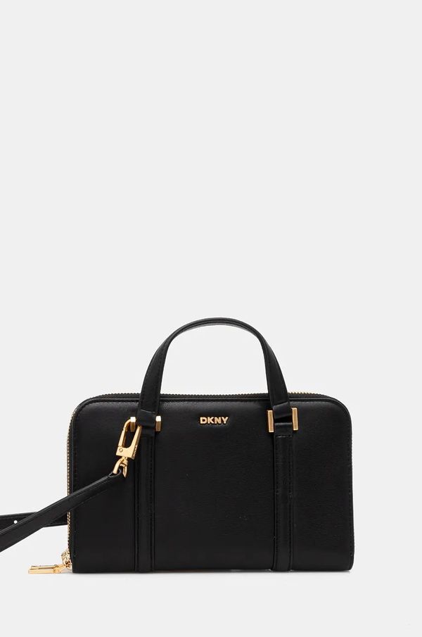 DKNY Usnjena torbica Dkny črna barva, R435KG49