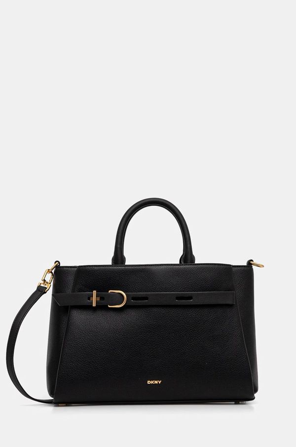 DKNY Usnjena torbica Dkny črna barva, R44DAI68