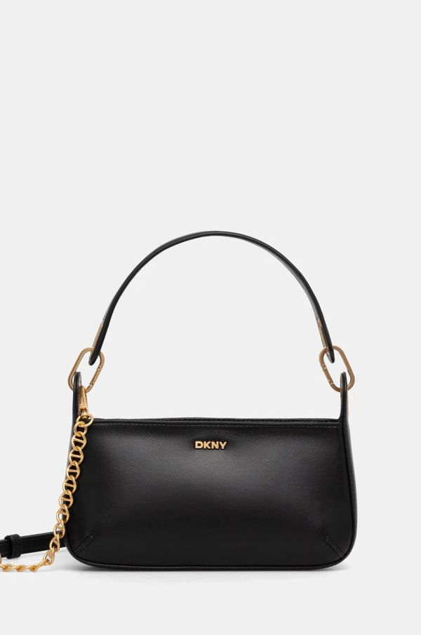 DKNY Usnjena torbica Dkny črna barva, R44EKI56