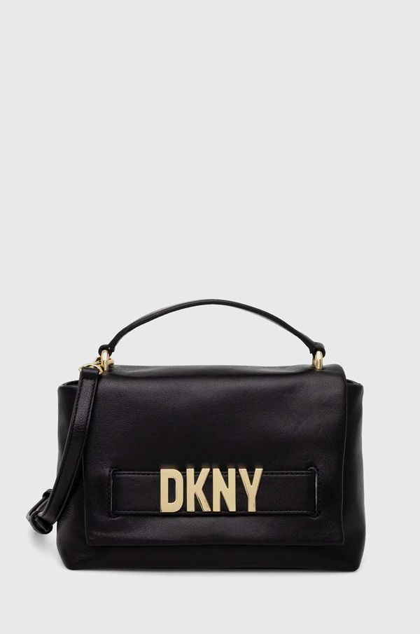 DKNY Usnjena torbica Dkny črna barva