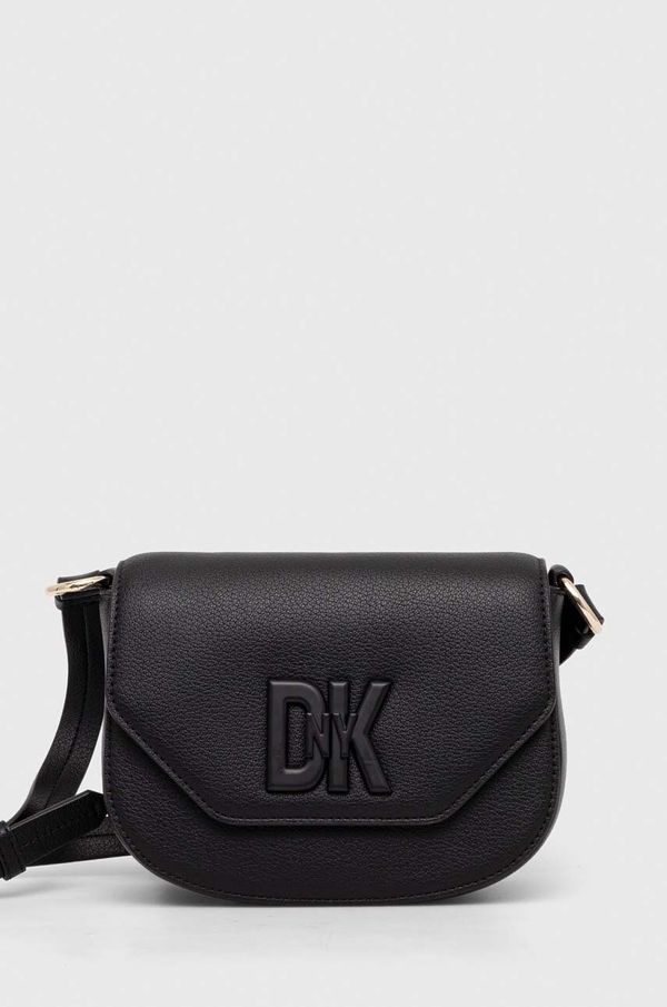 DKNY Usnjena torbica Dkny črna barva