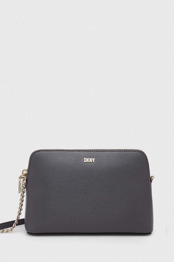 DKNY Usnjena torbica Dkny siva barva