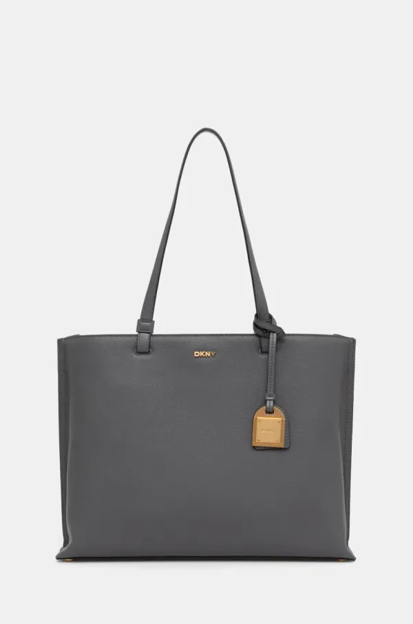 DKNY Usnjena torbica Dkny siva barva, R44A1I52