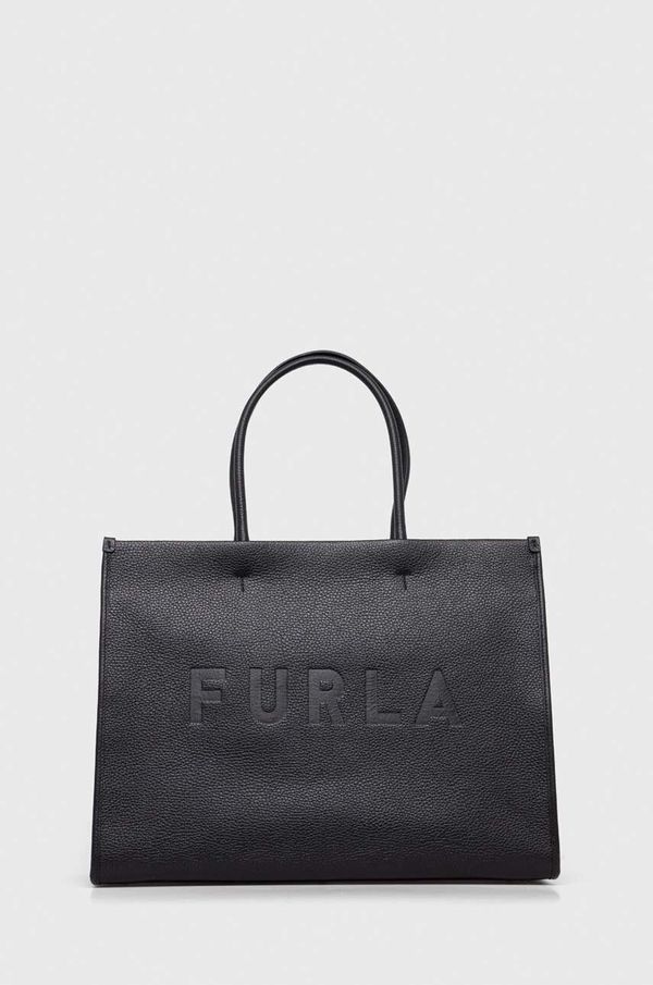 Furla Usnjena torbica Furla črna barva