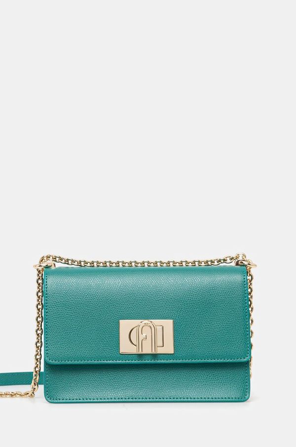 Furla Usnjena torbica Furla zelena barva, BAFKACO ARE000 D7D00