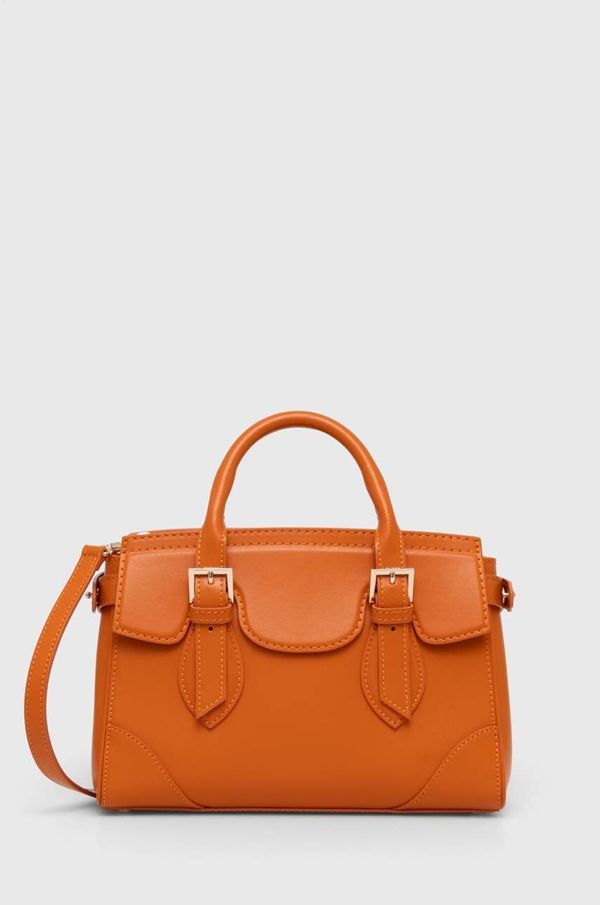 Guess Usnjena torbica Guess DIANA oranžna barva, HWDIAA L4136