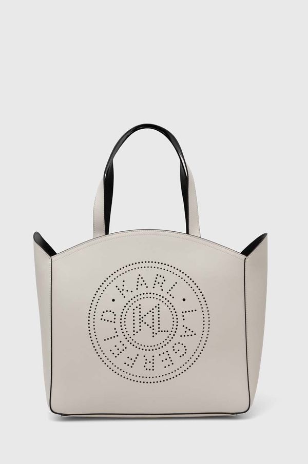 Karl Lagerfeld Usnjena torbica Karl Lagerfeld bela barva