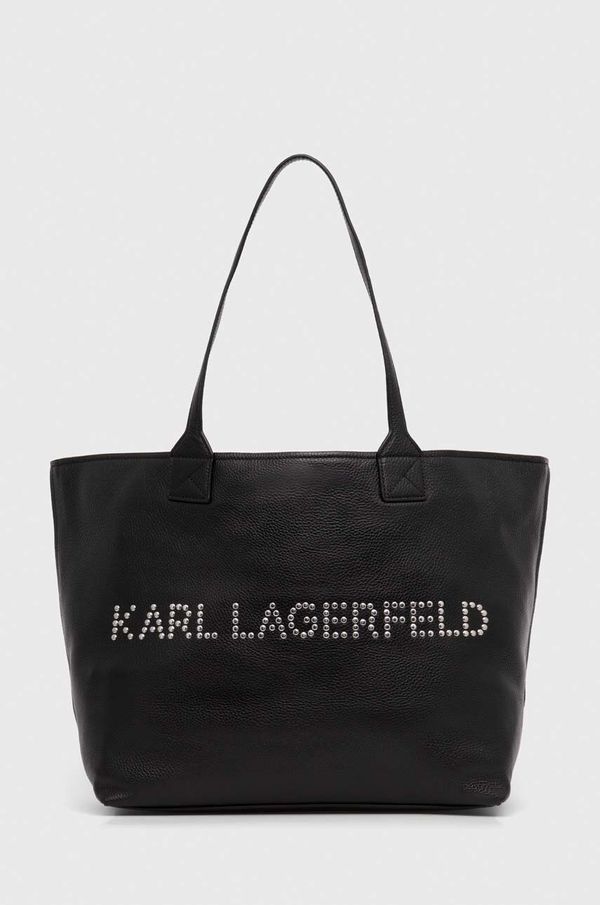 Karl Lagerfeld Usnjena torbica Karl Lagerfeld črna barva, 245W3086