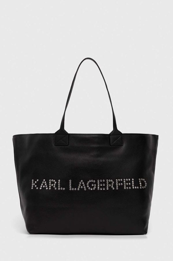 Karl Lagerfeld Usnjena torbica Karl Lagerfeld črna barva, 245W3087