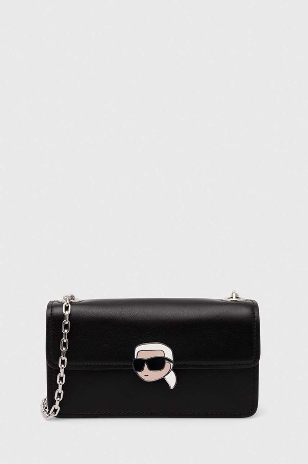 Karl Lagerfeld Usnjena torbica Karl Lagerfeld črna barva, 245W3213