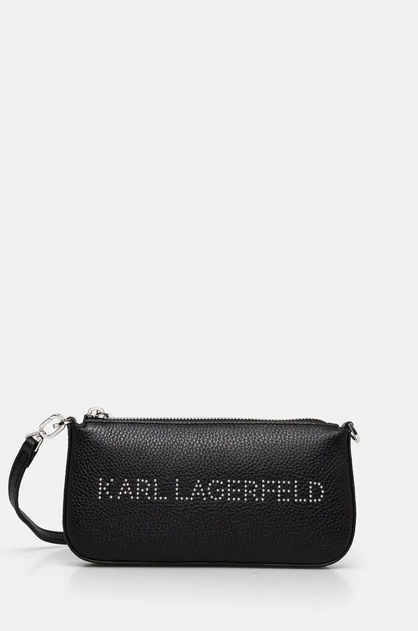 Karl Lagerfeld Usnjena torbica Karl Lagerfeld črna barva, 246W3291