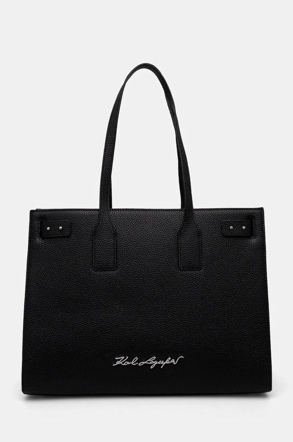 Karl Lagerfeld Usnjena torbica Karl Lagerfeld črna barva, 24WW3007