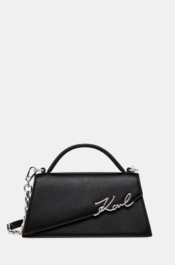 Karl Lagerfeld Usnjena torbica Karl Lagerfeld črna barva, A1W30458