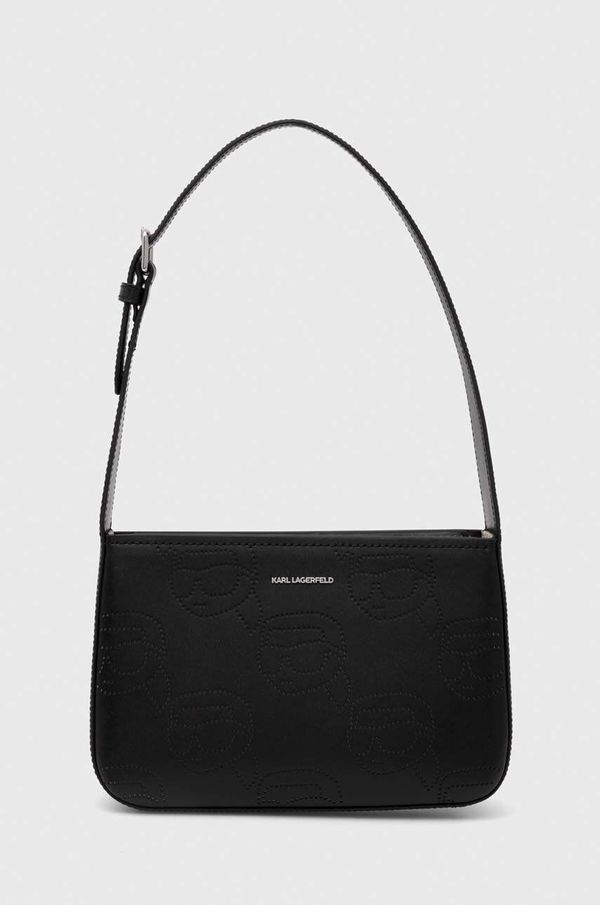 Karl Lagerfeld Usnjena torbica Karl Lagerfeld črna barva