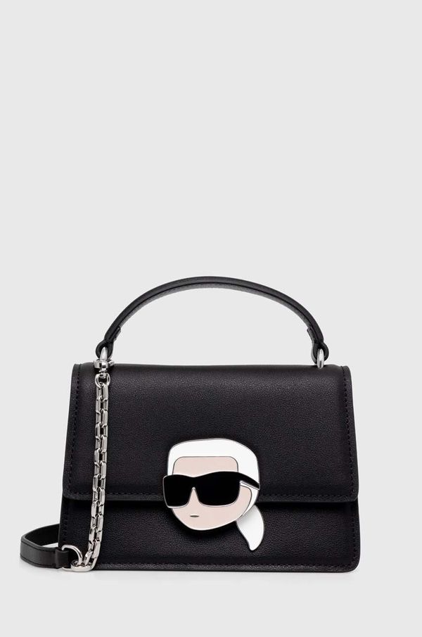Karl Lagerfeld Usnjena torbica Karl Lagerfeld črna barva