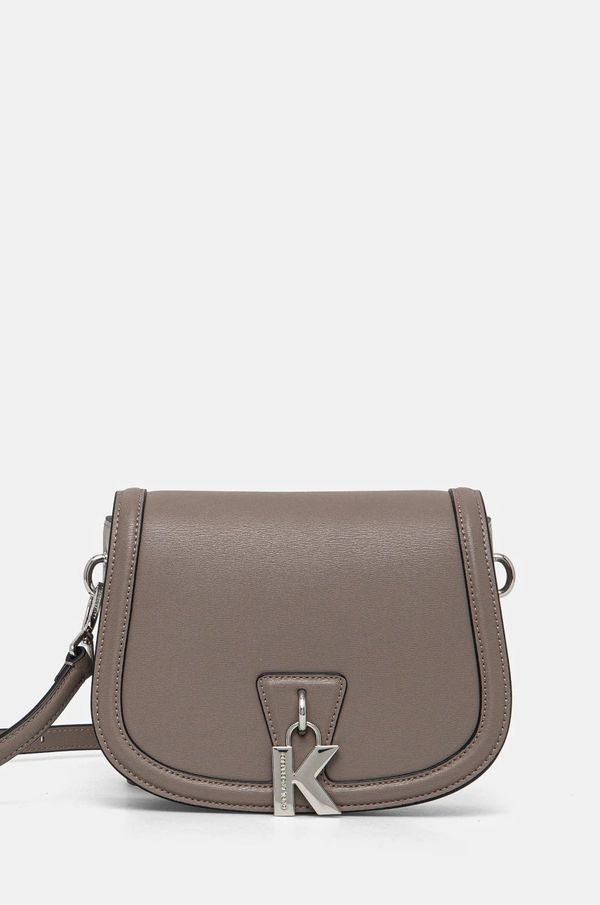 Karl Lagerfeld Usnjena torbica Karl Lagerfeld rjava barva, A1W30408