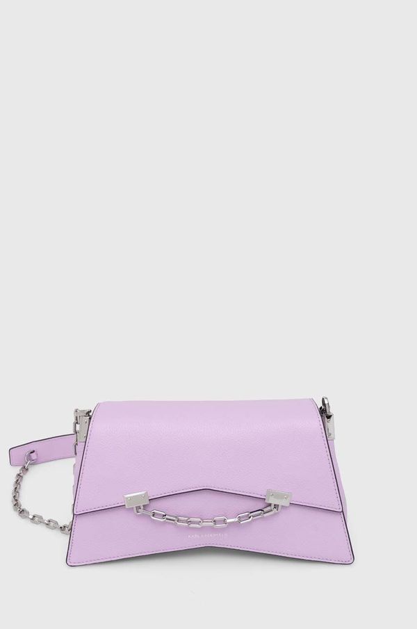Karl Lagerfeld Usnjena torbica Karl Lagerfeld vijolična barva