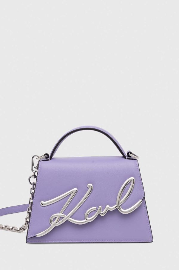 Karl Lagerfeld Usnjena torbica Karl Lagerfeld vijolična barva