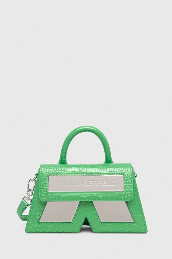 Karl Lagerfeld Usnjena torbica Karl Lagerfeld zelena barva
