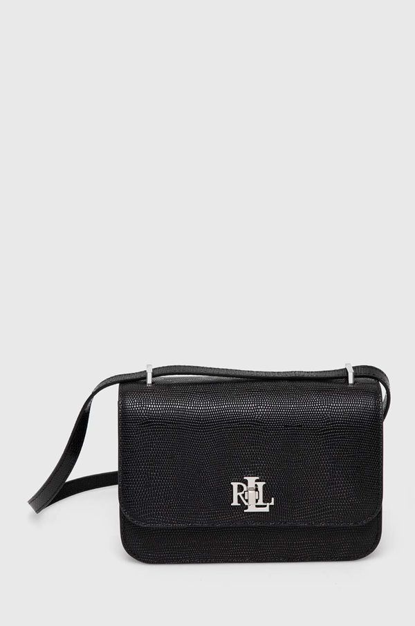 Lauren Ralph Lauren Usnjena torbica Lauren Ralph Lauren črna barva, 431934770