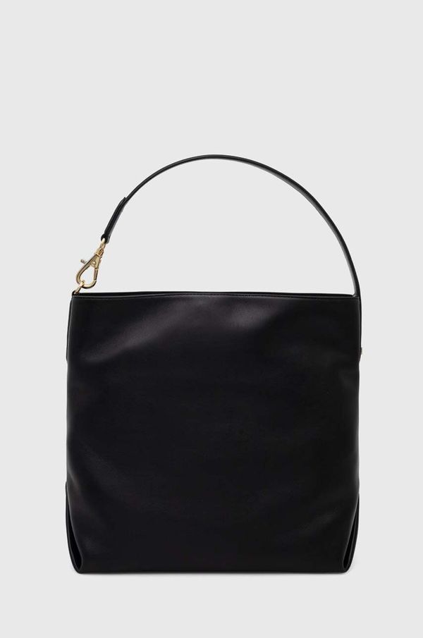 Lauren Ralph Lauren Usnjena torbica Lauren Ralph Lauren črna barva