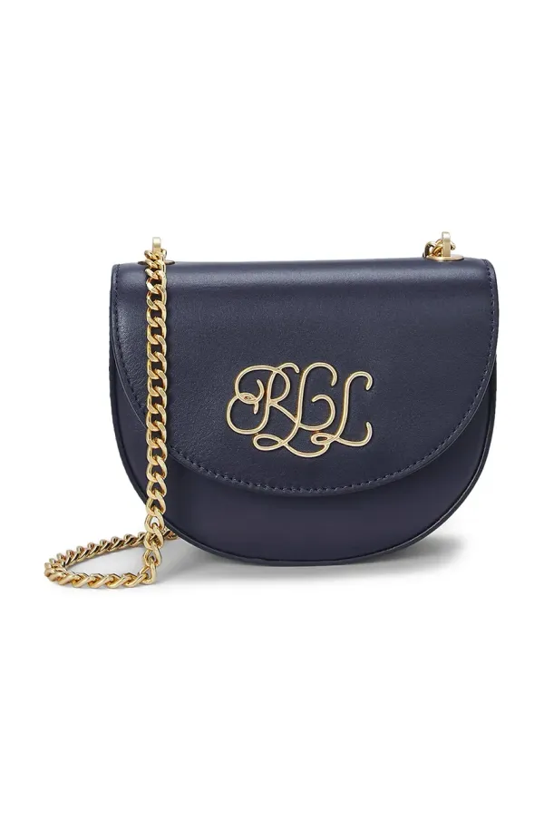 Lauren Ralph Lauren Usnjena torbica Lauren Ralph Lauren mornarsko modra barva, 431958978