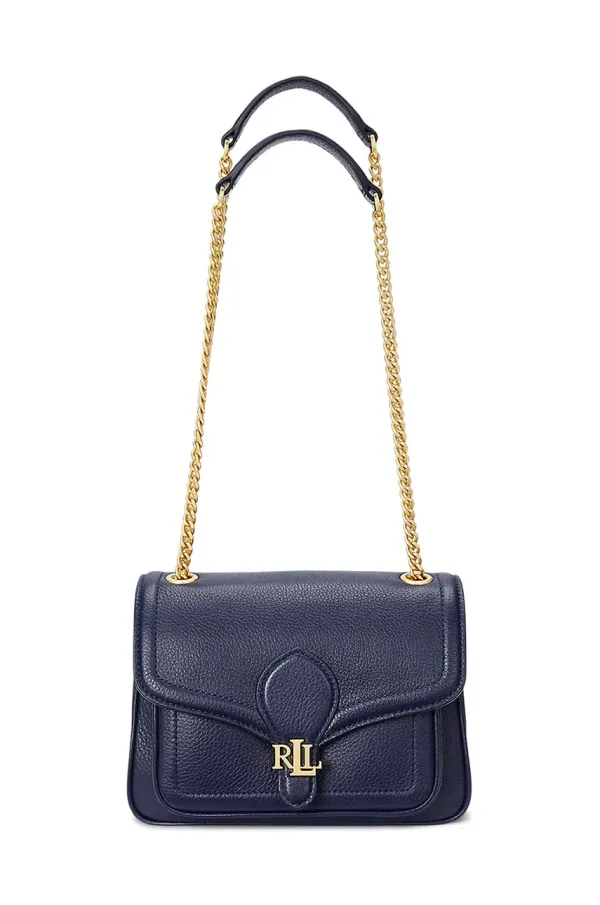 Lauren Ralph Lauren Usnjena torbica Lauren Ralph Lauren mornarsko modra barva, 431959003