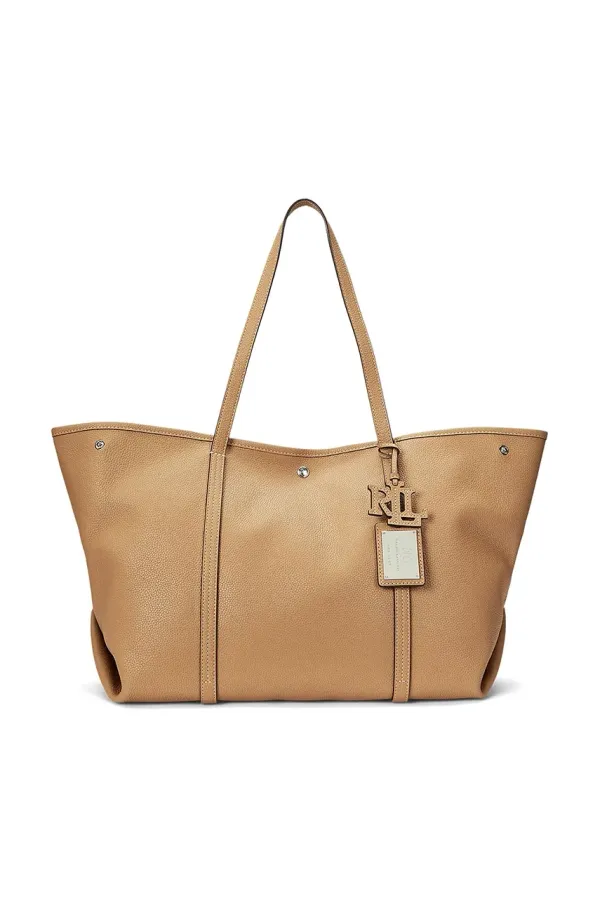 Lauren Ralph Lauren Usnjena torbica Lauren Ralph Lauren rjava barva, 431936094