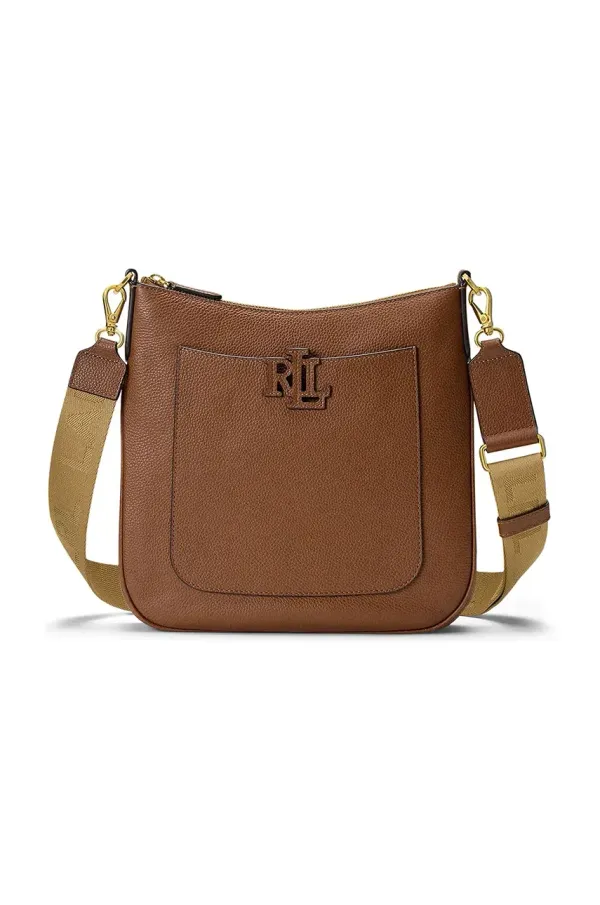 Lauren Ralph Lauren Usnjena torbica Lauren Ralph Lauren rjava barva, 431970152