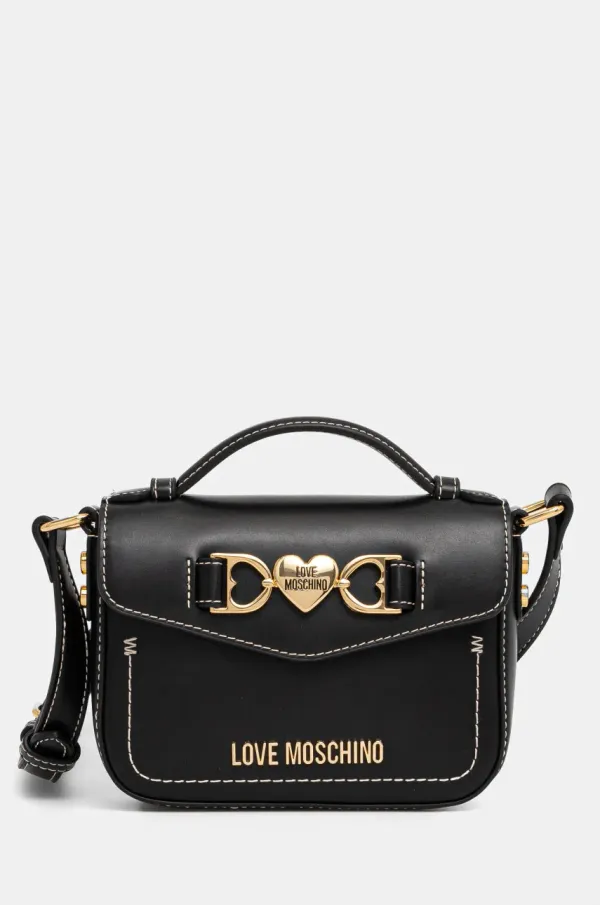 Love Moschino Usnjena torbica Love Moschino črna barva, JC4063PP1