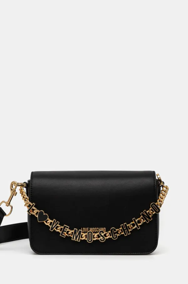 Love Moschino Usnjena torbica Love Moschino črna barva, JC4071PP1