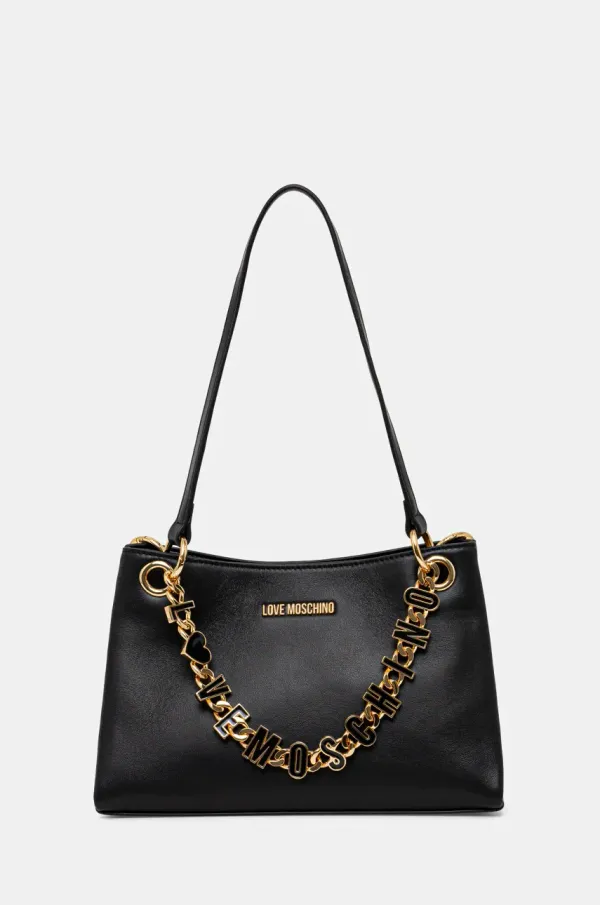 Love Moschino Usnjena torbica Love Moschino črna barva, JC4073PP1