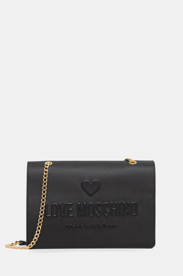 Love Moschino Usnjena torbica Love Moschino črna barva, JC4113PP1