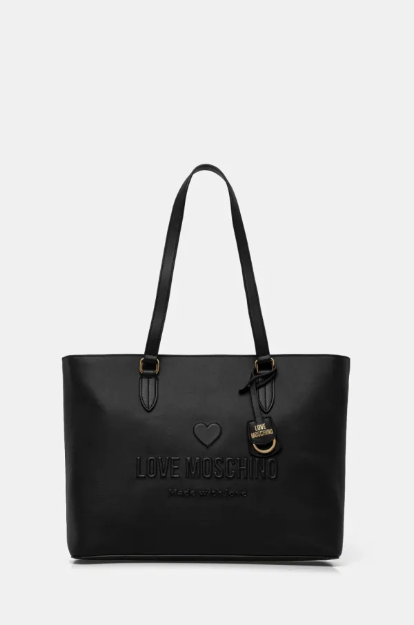 Love Moschino Usnjena torbica Love Moschino črna barva, JC4114PP1